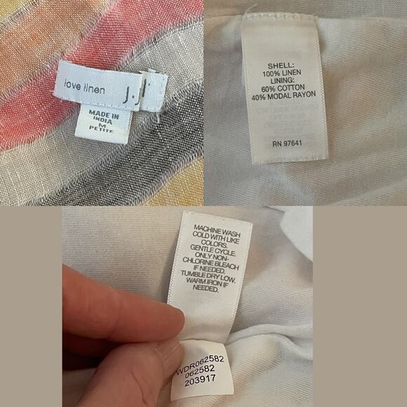 J Jill Love Linen Petite M Striped Linen Maxi Dress Summer Coastal Casual‎ Lined - Picture 13 of 14